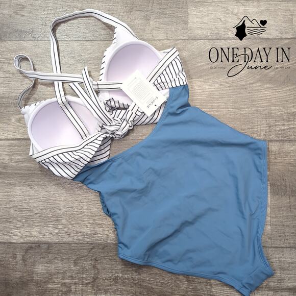 Eomenie Cross Front Cut Out One Piece Swimsuit Size S - Picture 7 of 7